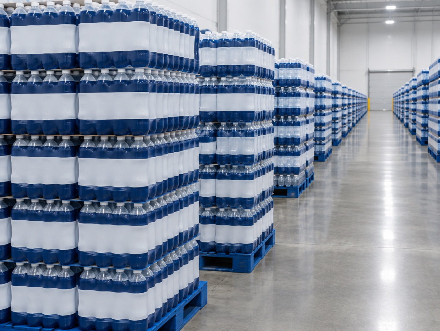 Cases stacked in the warehouse